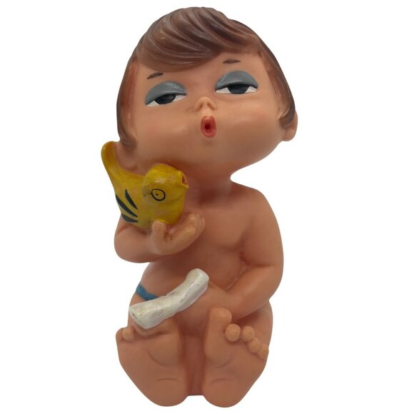 Vintage Rubber Squeaker Toy Ideal Baby Girl Singing with Bird & Music - Picture 8 of 11